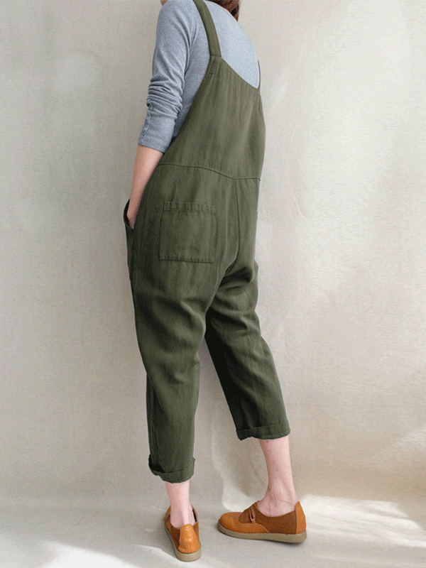 Fashion Pocket Suspenders Jumpsuit