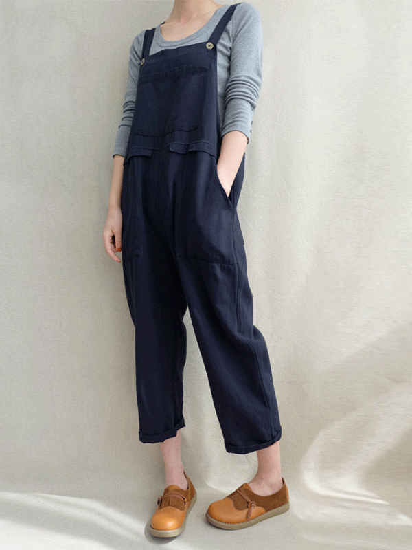 Fashion Pocket Suspenders Jumpsuit