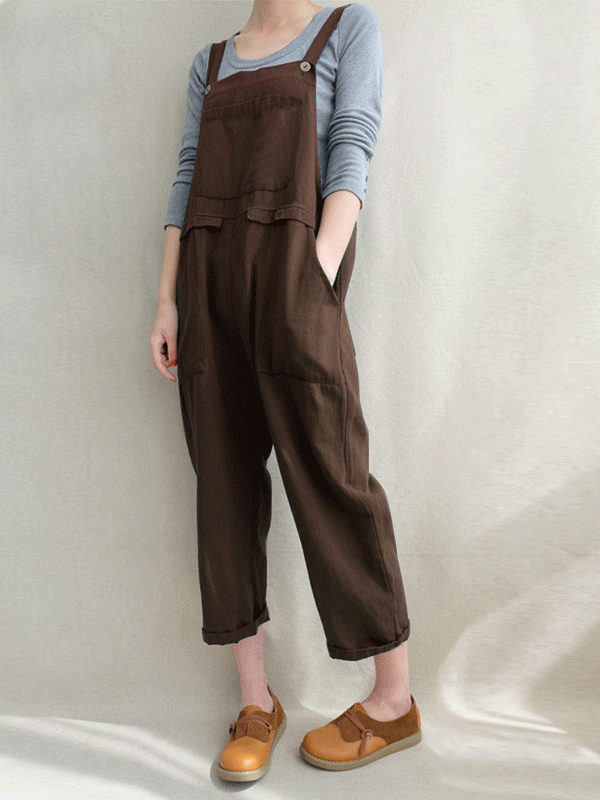 Fashion Pocket Suspenders Jumpsuit