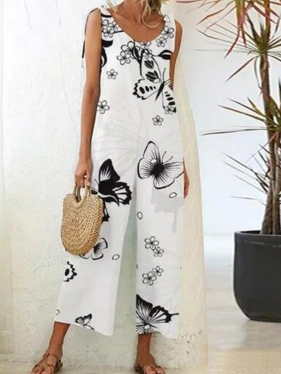 Floral Print Casual Suspender Jumpsuit