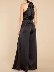 Hanging Neck Off Shoulder Wide Leg Jumpsuit