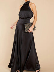 Hanging Neck Off Shoulder Wide Leg Jumpsuit