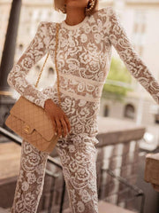 Lace Slim Fit Long Sleeve Jumpsuit