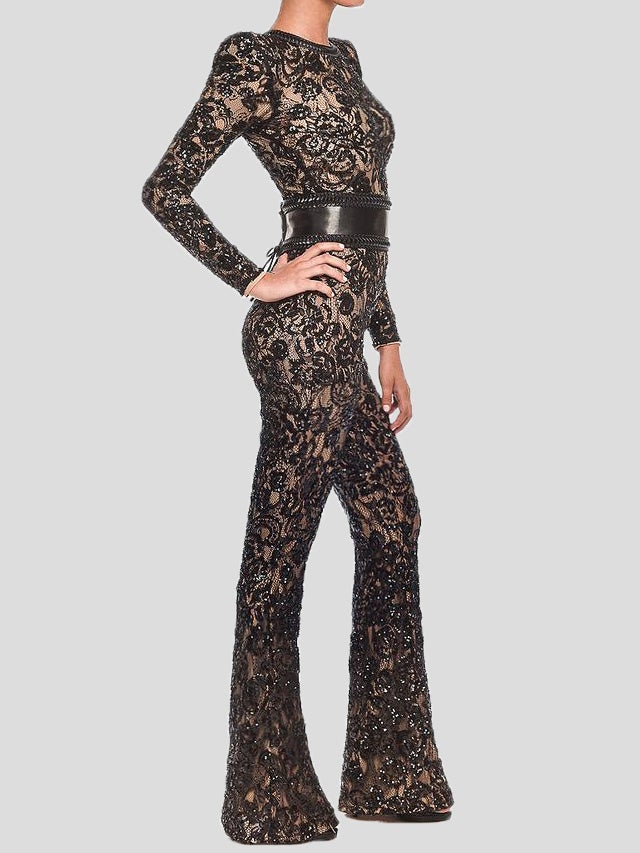 Lace Slim Fit Long Sleeve Jumpsuit