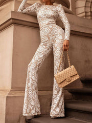 Lace Slim Fit Long Sleeve Jumpsuit