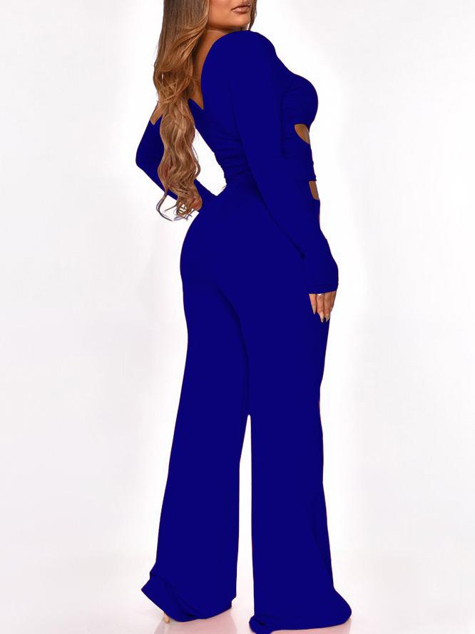 Long Sleeve Cut-Waist Skinny Jumpsuit