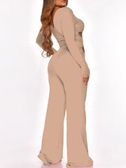 Long Sleeve Cut-Waist Skinny Jumpsuit