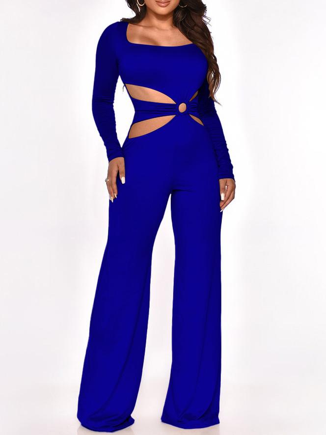 Long Sleeve Cut-Waist Skinny Jumpsuit