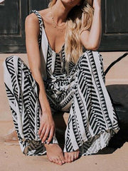 Loose Stripe Print Pocket Jumpsuit